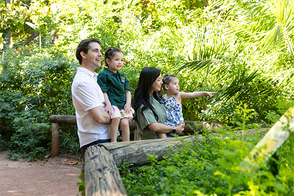 Family at animal habitat