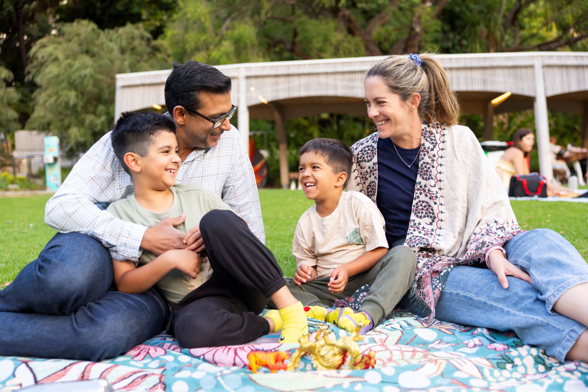 Family enjoying picnic
