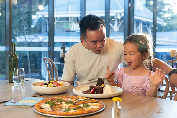 Father and daughter at Zoo cafe